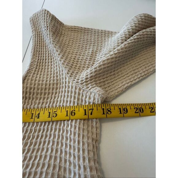 NEW Free People Go-To Ecru Waffle Knit Mini Drs SzM Boho, Cottagecore, Milkmaid - Picture 7 of 16